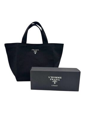 Prada Black Canvas Tote with Matching Box